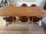 Boomstam Eettafel - hout & Metaal, Huis en Inrichting, Tafels | Eettafels, Ophalen, Gebruikt, 100 tot 150 cm, Eikenhout