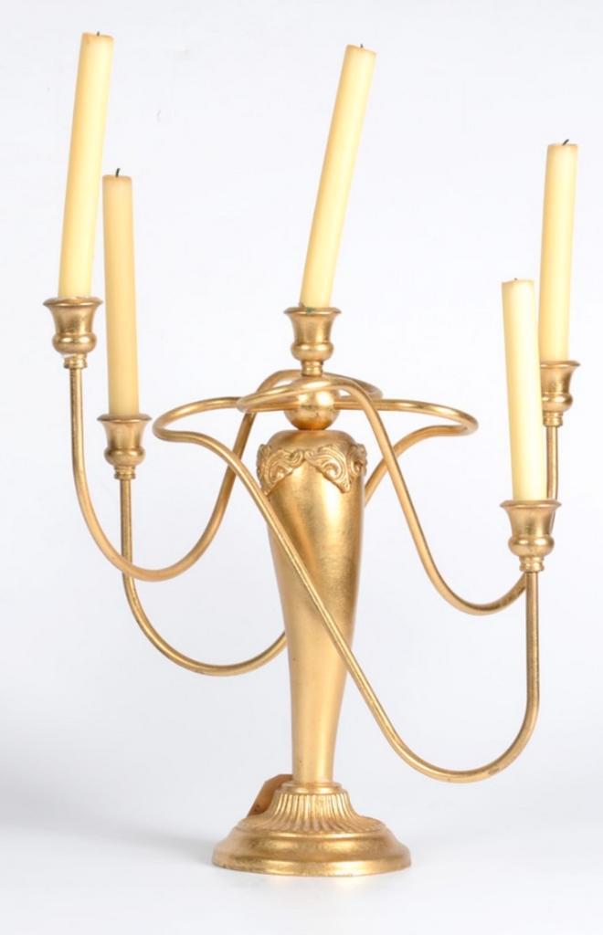 Elegante decoratieve goudkleurige kandelaar voor 5 Kaarsen, Huis en Inrichting, Woonaccessoires | Kandelaars en Kaarsen, Zo goed als nieuw