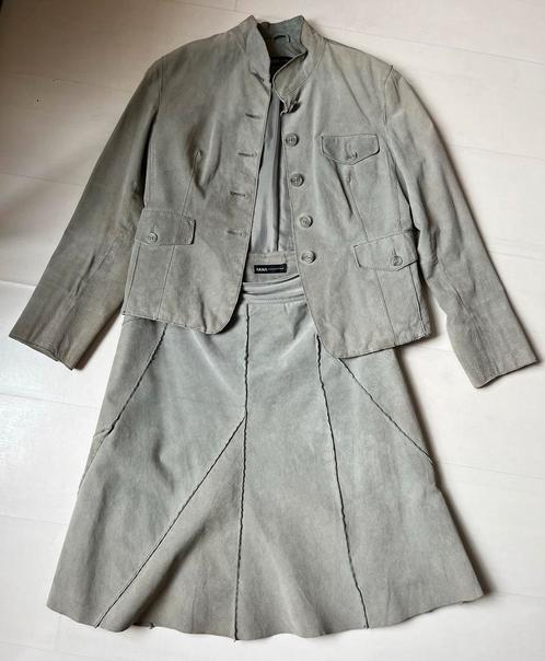 ARMA Lederen Mantelpak Mintgroen, Kleding | Dames, Jasjes, Kostuums en Pakken, Gedragen, Kostuum of Pak, Maat 38/40 (M), Groen