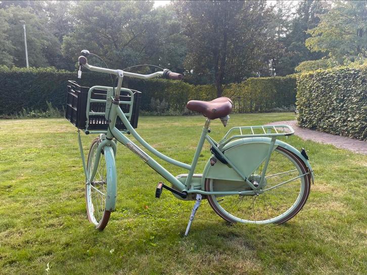 Mintgroene Popal omafiets - Met mand., Fietsen en Brommers, Fietsen | Dames | Omafietsen, Gebruikt, Handrem, Versnellingen, Ophalen