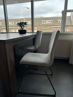 Eetkamerstoelen wit stof (4x), Huis en Inrichting, Stoelen, Ophalen, Gebruikt, Wit, Vier