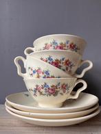 High tea vintage servies creme aardewerk met bloemetjes, Antiek en Kunst, Antiek | Servies los, Ophalen of Verzenden