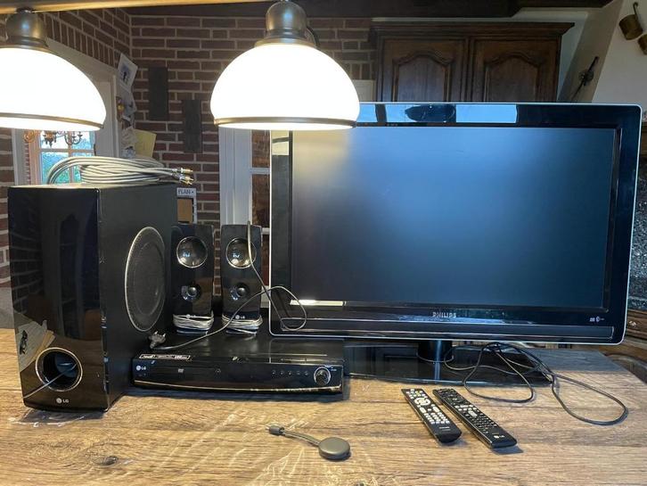 Home cinema set compleet met TV en Google Chrome Cast, Audio, Tv en Foto, Home Cinema-sets, Gebruikt, Dvd-speler, 2.1-systeem