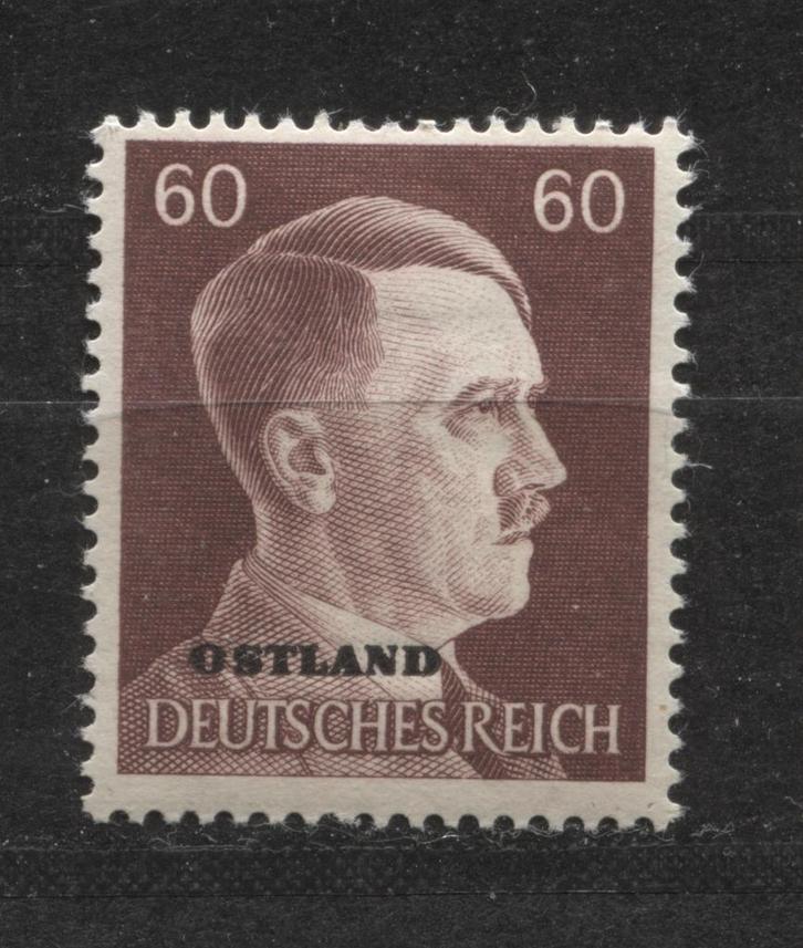 Duitse Adolf Hitler postzegel met opdruk Ostland (18), Verzamelen, Militaria | Tweede Wereldoorlog, Landmacht, Foto of Poster