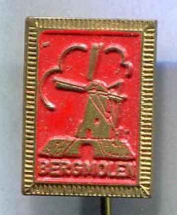 Bergmolen rood op koper speldje ( W_091 ) beschikbaar voor biedingen
