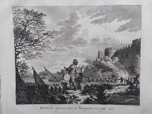 16 / Brielle ingenomen door Watergeuzen 1 april 1572, Antiek en Kunst, Kunst | Etsen en Gravures, Ophalen of Verzenden