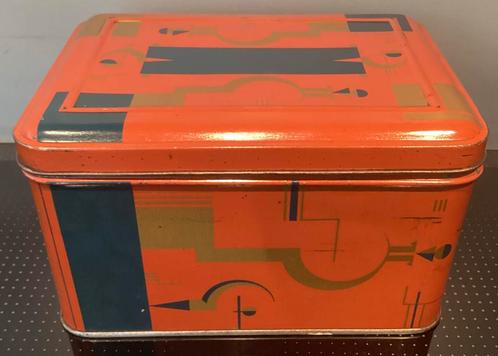 Prachtig oud Art Deco Blik,grote trommel ,mooie staat!, Verzamelen, Blikken, Zo goed als nieuw, Koek(jes), Overige merken, Ophalen