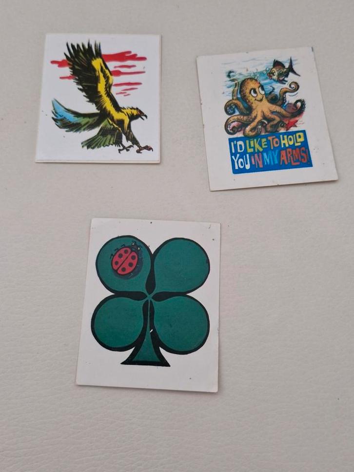 5540 Vintage Stickers - Adelaar, Octopus, Klavertje Vier, Verzamelen, Stickers, Gebruikt, Overige typen, Ophalen of Verzenden