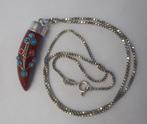 Zilveren ketting met aparte vintage hanger nr.041, Sieraden, Tassen en Uiterlijk, Kettingen, Met hanger, Verzenden, Zo goed als nieuw