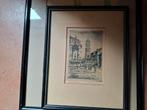 Ingekleurde ets van göttingen in duitsland achter glas, Antiek en Kunst, Kunst | Etsen en Gravures, Ophalen