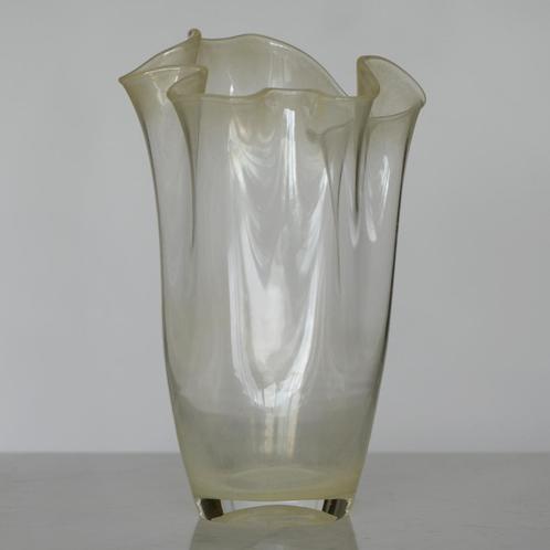 ✅ Grote ZAKDOEKVAAS FAZOLETTO glas metaaloxide retro   1980, Huis en Inrichting, Woonaccessoires | Vazen, Zo goed als nieuw, Overige kleuren