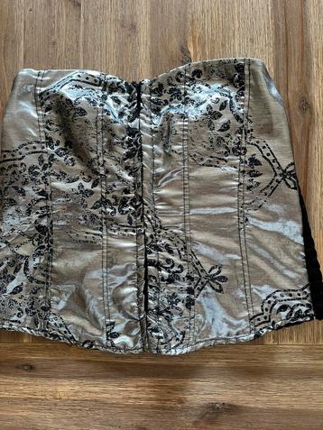 Zilver/zwarte top, bodice, voorkant sluiting mt s/m 38/40 beschikbaar voor biedingen