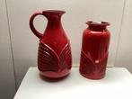 Twee retro Fohr vazen, rood, jaren '70 (West Germany), Gebruikt, Aardewerk of Porselein, Ophalen of Verzenden, Minder dan 50 cm