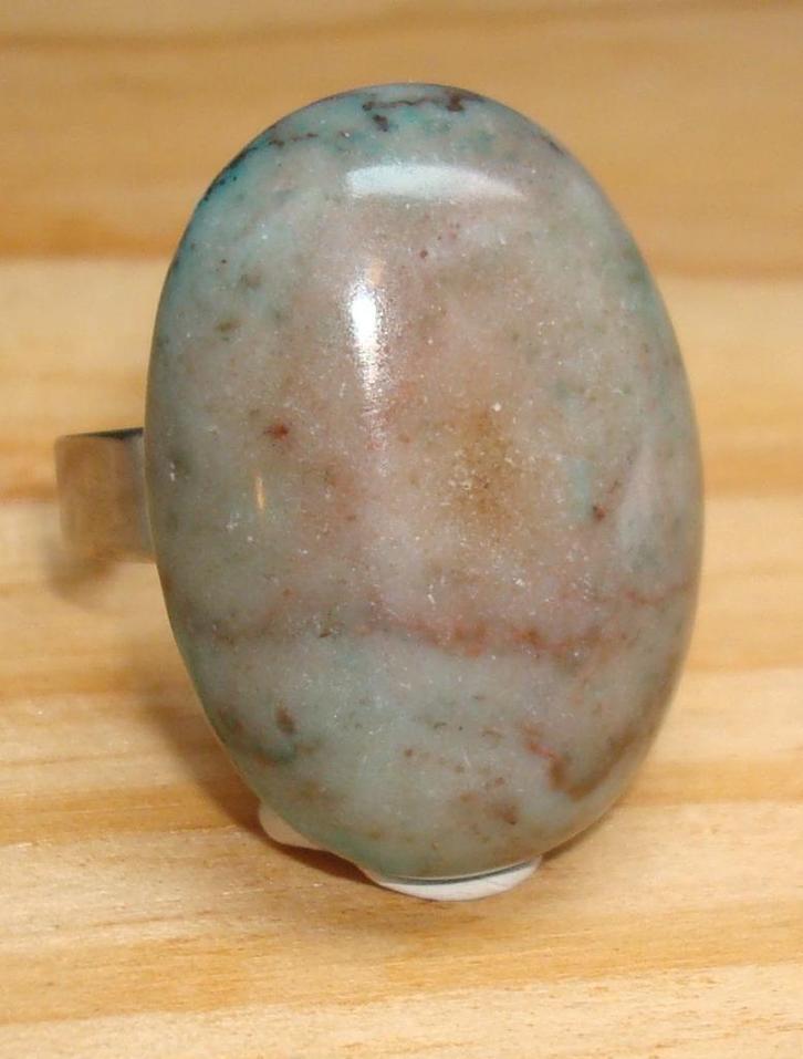 Verstelbare RVS ring met jaspis RVSRing108, Sieraden, Tassen en Uiterlijk, Ringen, Nieuw, Dame of Heer, 17 tot 18, Zilver, IJzer of Staal