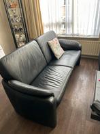Zwart lederen bankstel - 3-zits en 2-zits, Ophalen, Zo goed als nieuw, Rechte bank, Vierpersoons of meer