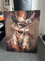 Schilderij Kat met Hoed - 60x75 cm, Ophalen