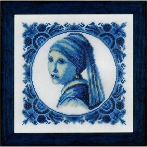 Borduurpakket meisje met de parel PN0158329, Hobby en Vrije tijd, Borduren en Borduurmachines, Nieuw, Borduurpakket, Handborduren