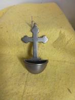 14098) mooi oud wijwater vaatje  metaal, Ophalen of Verzenden