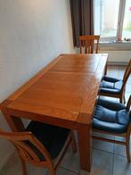 Houten Eettafel 6 pers. + 4 lederen stoelen, Ophalen, Gebruikt, Rechthoekig, 50 tot 100 cm