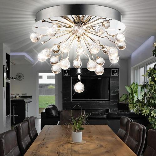 Luxe LED-Plafondlamp Eetkamer Woonkamer Chroom Kristallen, Huis en Inrichting, Lampen | Plafondlampen, Nieuw, Ophalen of Verzenden