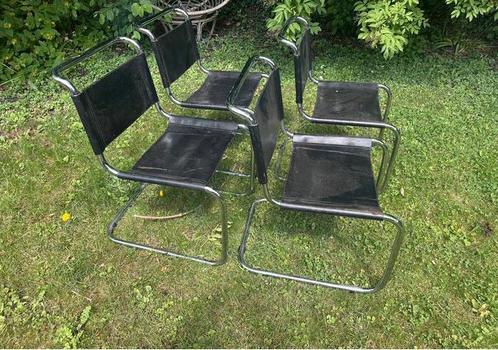 S33 stoelen mart stam/marcel Breuer bauhaus design, Huis en Inrichting, Stoelen, Gebruikt, Twee, Leer, Zwart, Ophalen of Verzenden