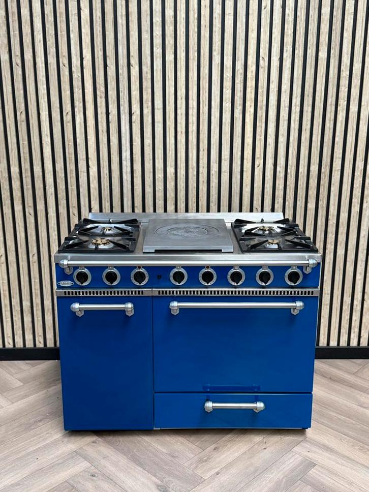 Prachtige Godin Koningsblauw 110cm + Gasoven, Witgoed en Apparatuur, Fornuizen, Vrijstaand, Gas, 5 kookzones of meer, 90 tot 95 cm