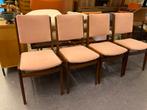 Vintage eetkamerstoelen massief teakhout opnieuw gestoffeerd, Ophalen, Zo goed als nieuw, Bruin, Eén