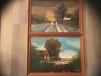 Zomer en winter schilderij van L.Jongejan, Antiek en Kunst, Kunst | Schilderijen | Klassiek, Ophalen of Verzenden