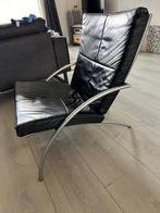 Harvink Uncle Sam fauteuil zwart leer., Huis en Inrichting, Ophalen, Zo goed als nieuw, 50 tot 75 cm, Leer