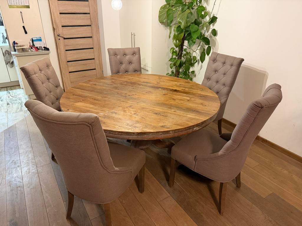 Houten Eettafel inclusief stoelen of eventueel zonder., Ophalen, Gebruikt, 150 tot 200 cm, Landelijk