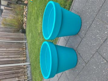 2 kunststof bloempotten. beschikbaar voor biedingen