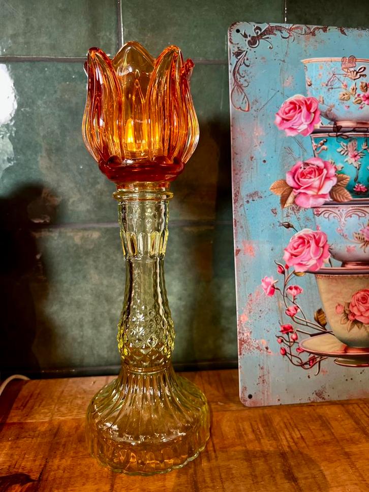 Tealight holder glas tulp, Huis en Inrichting, Woonaccessoires | Kandelaars en Kaarsen, Ophalen of Verzenden