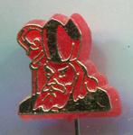 Sinterklaas goud op rood plastic speldje ( S_185 ), Verzamelen, Speldjes, Pins en Buttons, Verzenden, Zo goed als nieuw, Figuurtje