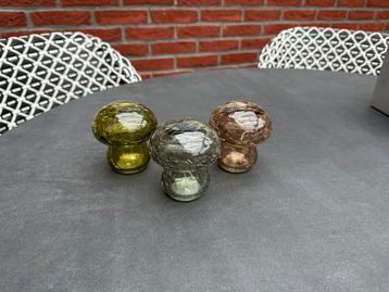 Decoratieve - Glazen - Paddenstoelen - 3 stuk - Inc batterij beschikbaar voor biedingen