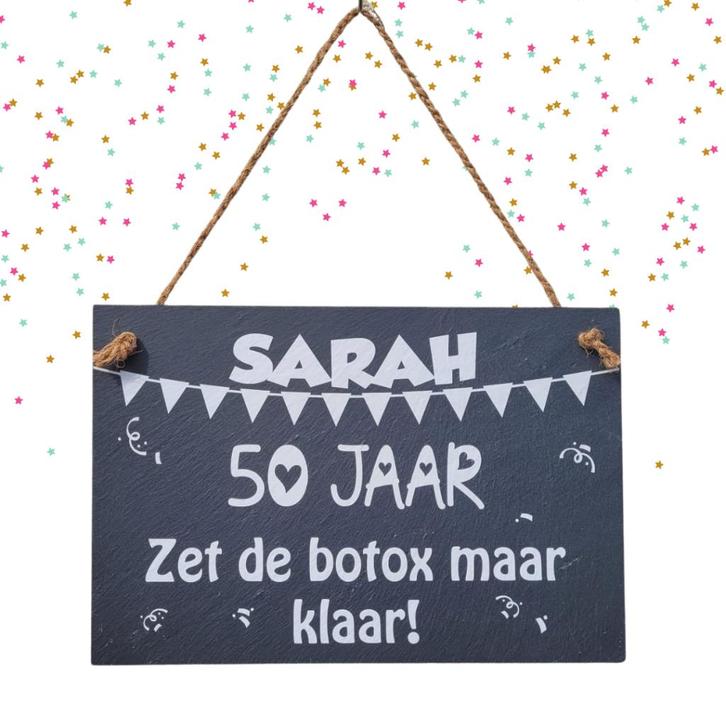 SARAH 50 jaar - zet de botox …… Cadeau Sarah - kado Sara, Hobby en Vrije tijd, Feestartikelen, Nieuw, Versiering, Abraham of Sarah