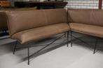 Luxe eetkamerbank hoekbank VIDAR Jess Design metaal & leer, Huis en Inrichting, Stoelen, Ophalen, Zo goed als nieuw, Bruin, Metaal