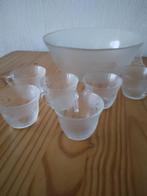 glazen bowl schaal met 6 kopjes, Antiek en Kunst, Antiek | Glas en Kristal, Ophalen