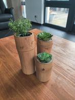 Bamboe accessoires vaasjes schaaltjes lampjes enz, Ophalen, Overige materialen, Rond, Zo goed als nieuw