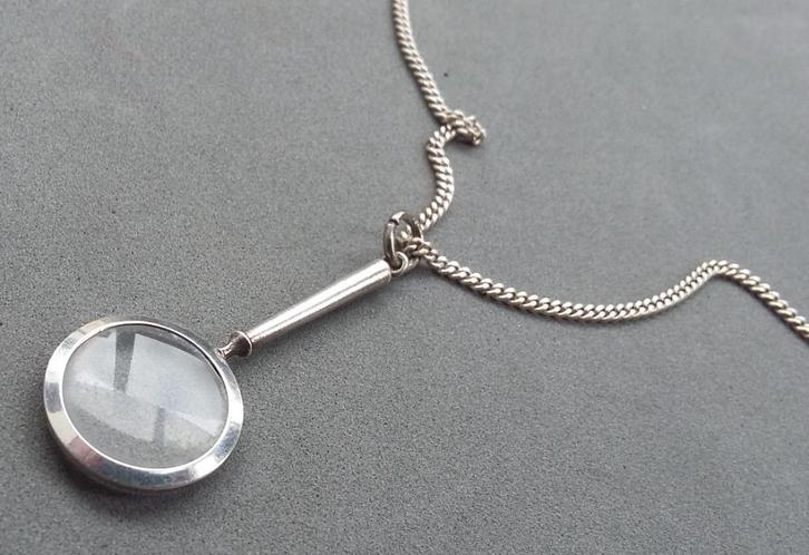 Antieke Loep Loupe Vergrootglas Zilveren 925 Ketting, Antiek en Kunst, Antiek | Overige Antiek, Ophalen of Verzenden