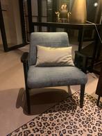 Turqoise fauteuil met zwarte armleuningen, Ophalen of Verzenden, Zo goed als nieuw