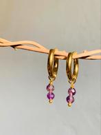 Amethist oorbellen/ creolen, Sieraden, Tassen en Uiterlijk, Oorbellen, Ophalen of Verzenden, Nieuw, Paars, Goud