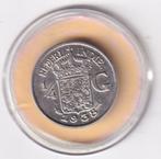Nederlands Indie 1/4 Gulden 1938 Zeer Fraai, Postzegels en Munten, Munten | Nederland, Verzenden, Zilver, 25 cent, Koningin Wilhelmina