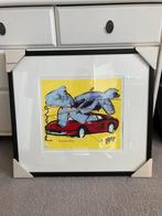 Herman Brood Testarossa zeefdruk 34x32 in lijst 63x57 nr231, Antiek en Kunst, Kunst | Litho's en Zeefdrukken, Verzenden