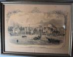 Old vintage print depicting Rotterdam harbor, 43x26, Ophalen of Verzenden