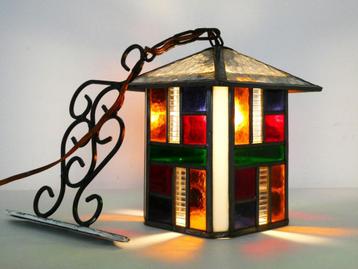 Glas in lood hanglamp wandlamp met haak beugel Art Deco beschikbaar voor biedingen