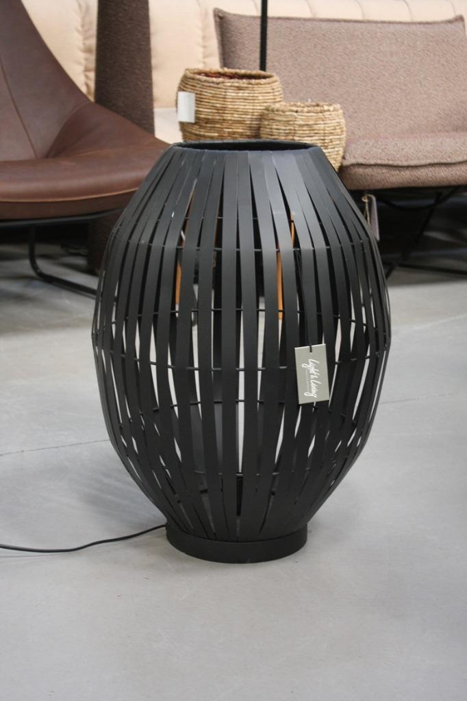 Hippe zwarte metalen tafellamp KYOMI Light & Living, Huis en Inrichting, Lampen | Tafellampen, Zo goed als nieuw, 50 tot 75 cm