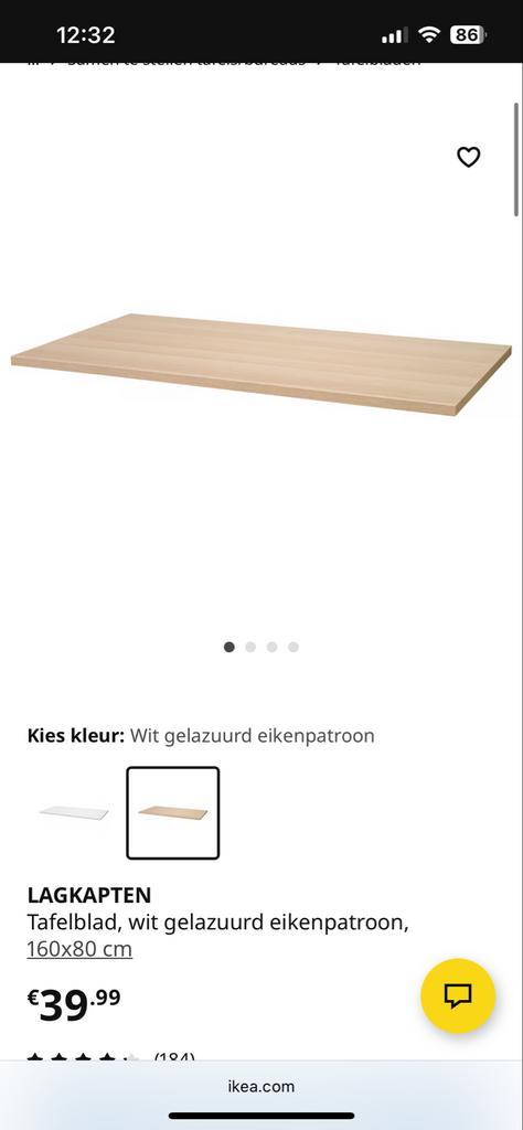 Nieuw Lagkapten tafelblad - Wit gelazuurd eikenpatroon, Huis en Inrichting, Kasten | Kledingkasten, Nieuw, Minder dan 100 cm, 150 tot 200 cm