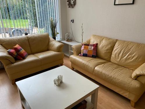 Te koop mooi lederen bankstel, Huis en Inrichting, Banken | Bankstellen, Gebruikt, Rechte bank, 75 tot 100 cm, Leer, Ophalen