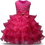 Donker roze meisjes bloemen glitter jurk prinsessenjurk, Verzenden, Nieuw, Meisje