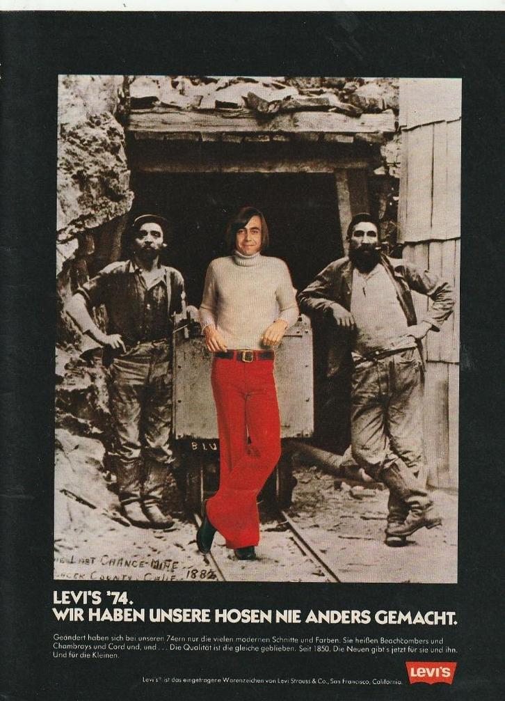 retro reclame 1974 Levi's rode jeans spijkerbroeken, Verzamelen, Retro, Overige typen, Verzenden
